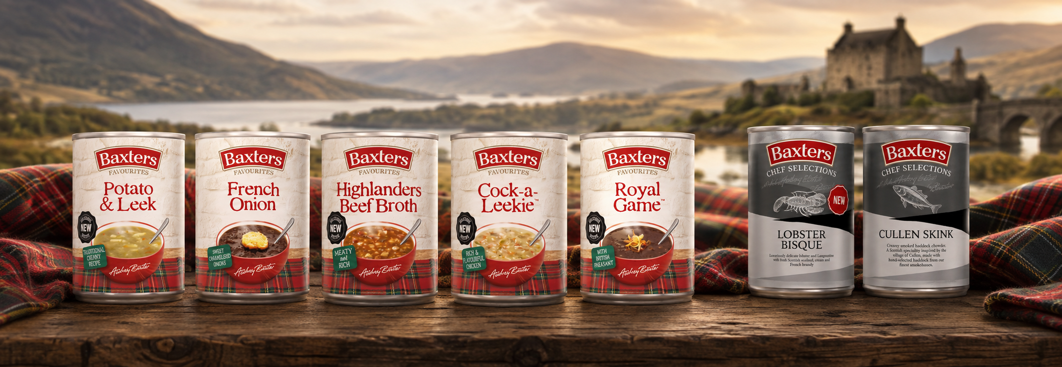 Baxters Export UK soup range including Baxters Favourites and Chef Selections